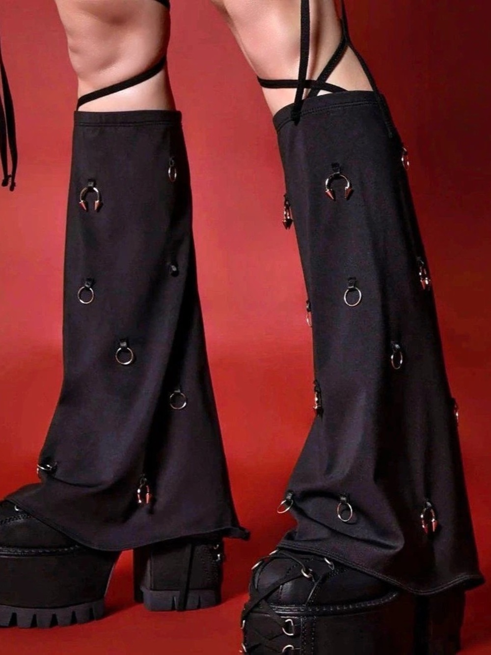 Dolls Kill Club Exx piercing leg warmers in Black NWT